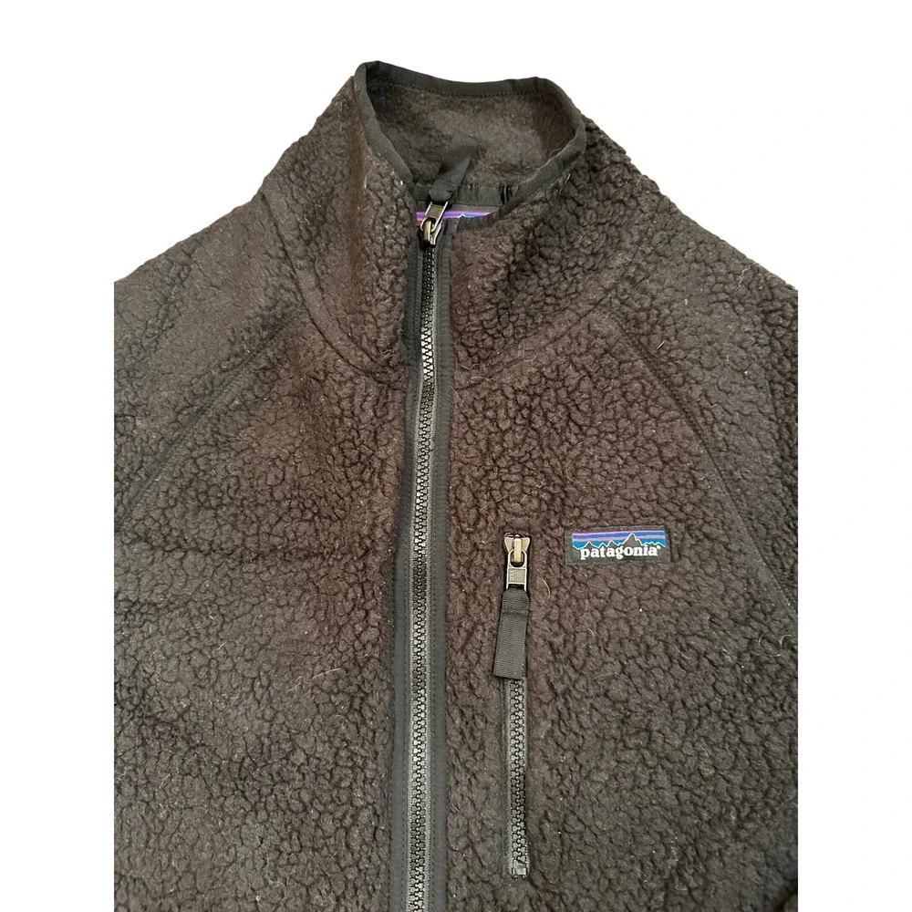 Patagonia Mens Retro Pile Fleece Jacket Black Full Zip 22801 Size Medium